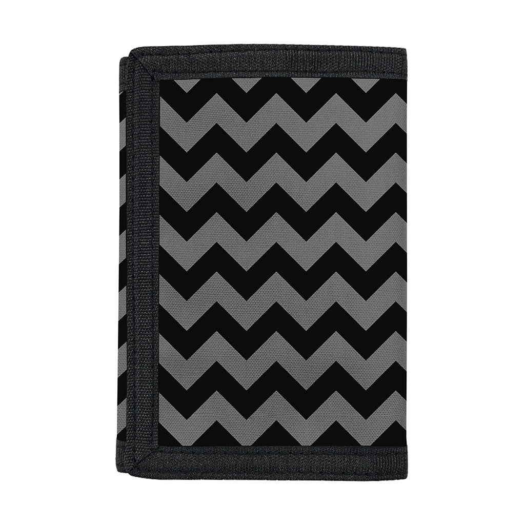 Grey And Black Chevron Pattern Print Trifold Wallet