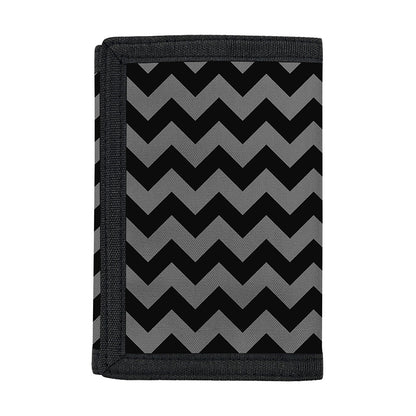 Grey And Black Chevron Pattern Print Trifold Wallet