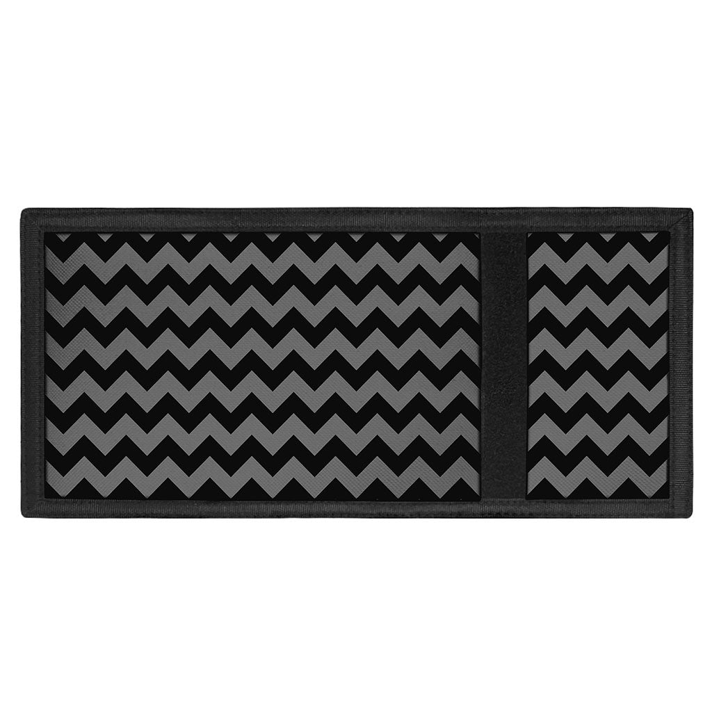 Grey And Black Chevron Pattern Print Trifold Wallet