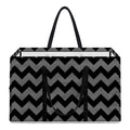 Grey And Black Chevron Pattern Print Utility Tote Bag