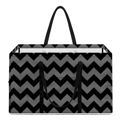 Grey And Black Chevron Pattern Print Utility Tote Bag