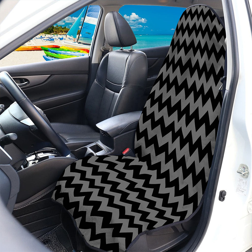 Grey And Black Chevron Pattern Print Waterproof Car Seat Cover