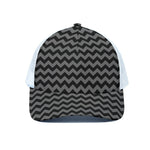 Grey And Black Chevron Pattern Print White Mesh Trucker Cap