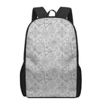 Grey And Black Mystical Wiccan Print 17 Inch Backpack