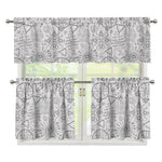 Grey And Black Mystical Wiccan Print 3 Piece Kitchen Curtains