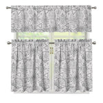 Grey And Black Mystical Wiccan Print 3 Piece Kitchen Curtains