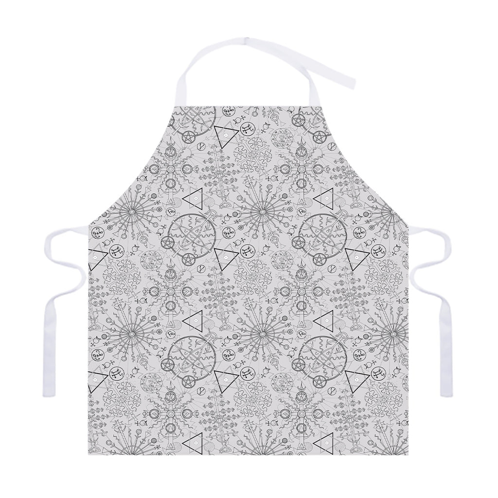 Grey And Black Mystical Wiccan Print Adjustable Apron