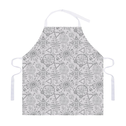 Grey And Black Mystical Wiccan Print Adjustable Apron