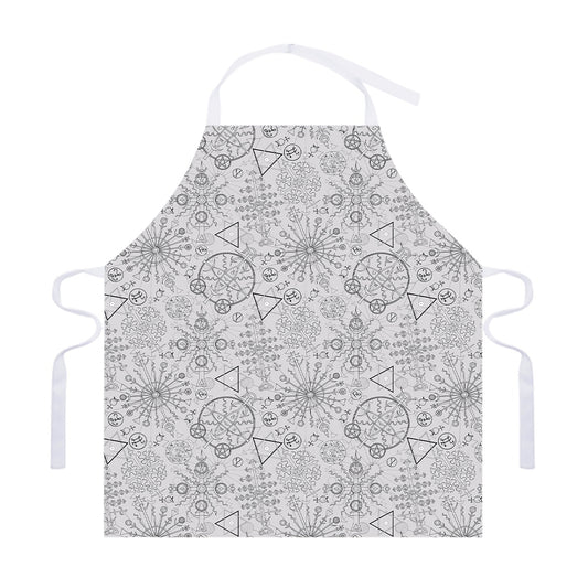 Grey And Black Mystical Wiccan Print Adjustable Apron