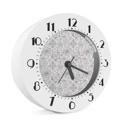 Grey And Black Mystical Wiccan Print Alarm Clock