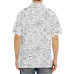 Grey And Black Mystical Wiccan Print Aloha Shirt