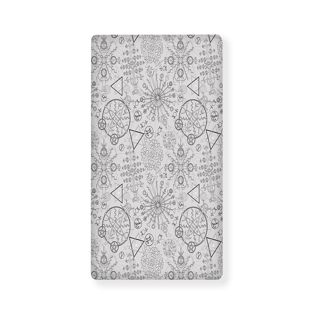 Grey And Black Mystical Wiccan Print Baby Crib Sheet