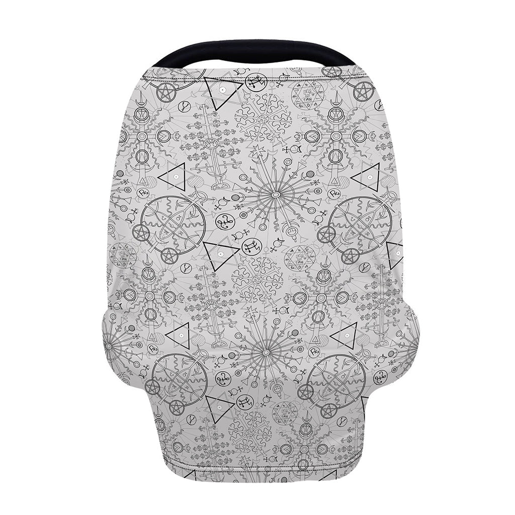 Grey And Black Mystical Wiccan Print Baby Seat Cover