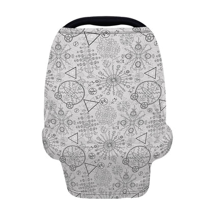 Grey And Black Mystical Wiccan Print Baby Seat Cover