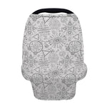 Grey And Black Mystical Wiccan Print Baby Seat Cover