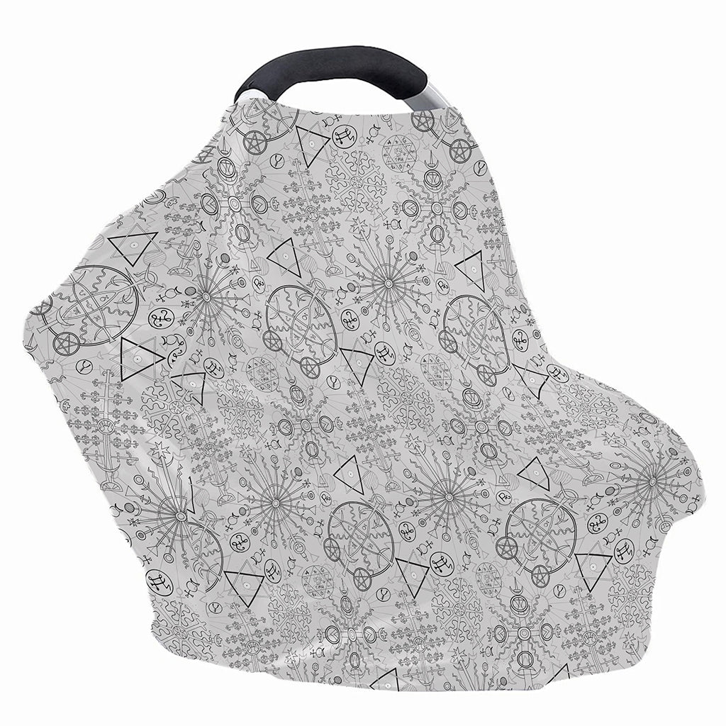 Grey And Black Mystical Wiccan Print Baby Seat Cover