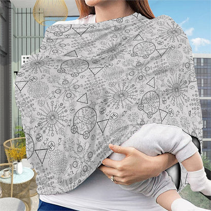 Grey And Black Mystical Wiccan Print Baby Seat Cover