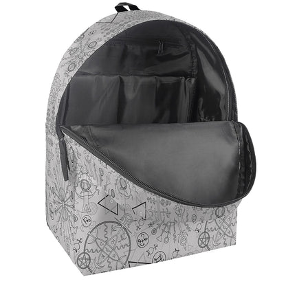 Grey And Black Mystical Wiccan Print Backpack