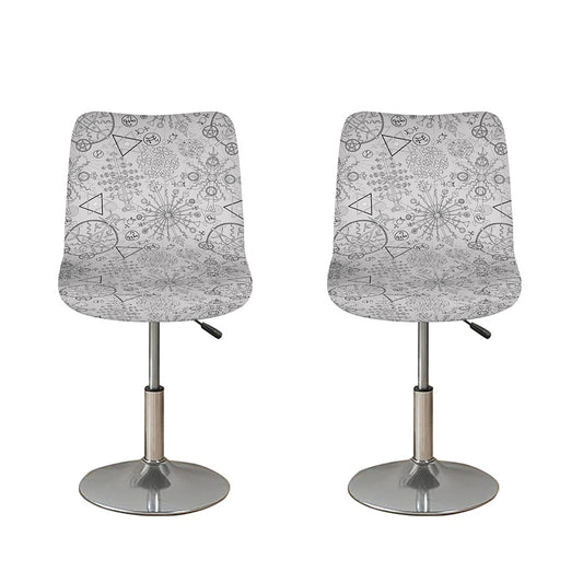Grey And Black Mystical Wiccan Print Bar Stool Covers