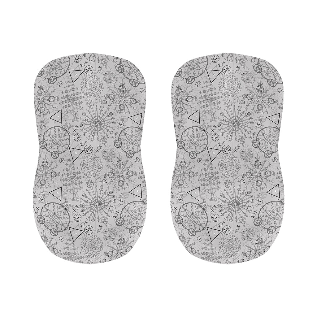 Grey And Black Mystical Wiccan Print Bar Stool Covers