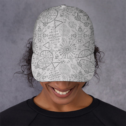 Grey And Black Mystical Wiccan Print Baseball Cap