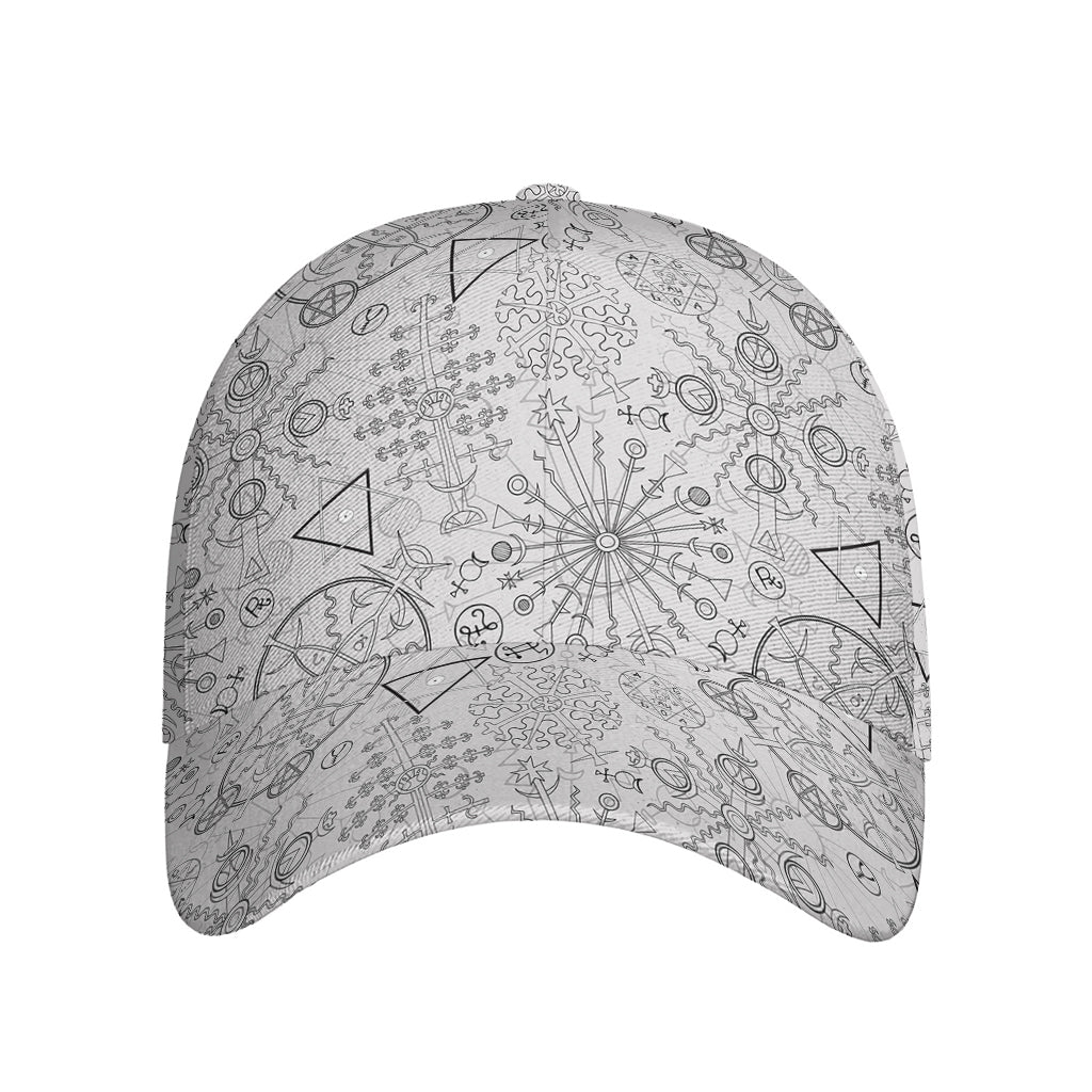 Grey And Black Mystical Wiccan Print Baseball Cap