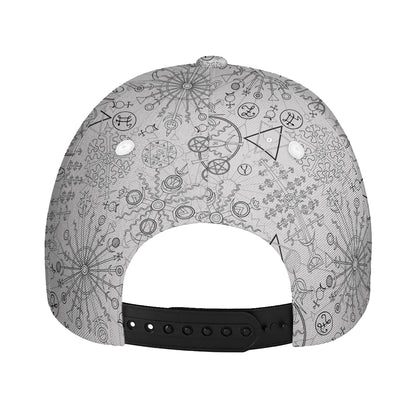 Grey And Black Mystical Wiccan Print Baseball Cap