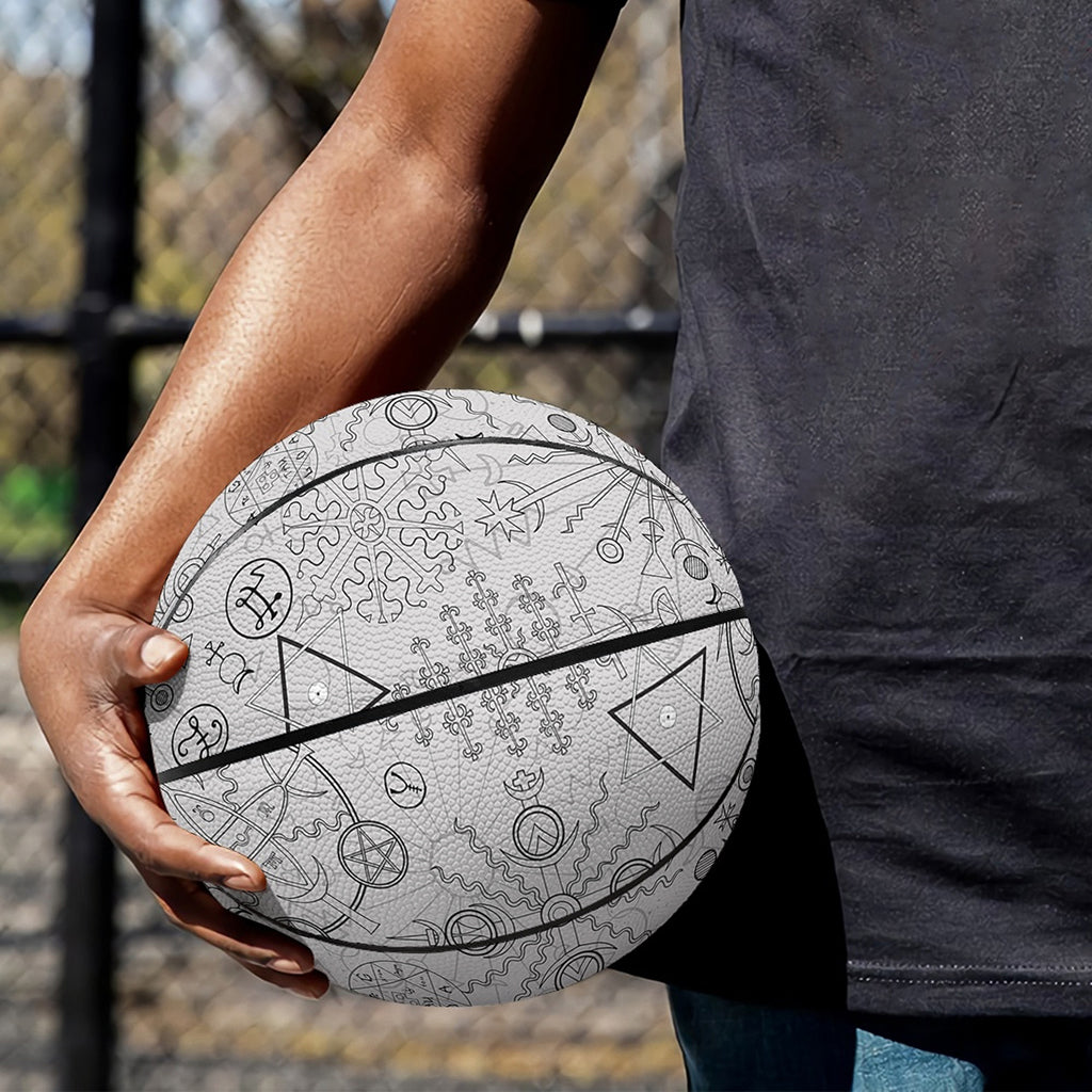 Grey And Black Mystical Wiccan Print Basketball