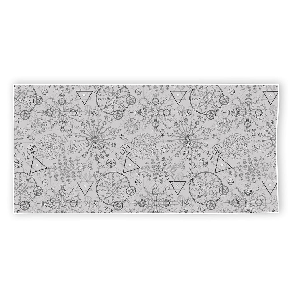 Grey And Black Mystical Wiccan Print Beach Towel