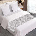 Grey And Black Mystical Wiccan Print Bed Runner