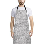 Grey And Black Mystical Wiccan Print Bib Apron With Pocket