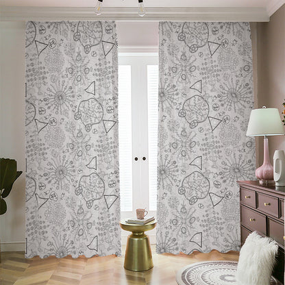 Grey And Black Mystical Wiccan Print Blackout Pencil Pleat Curtains