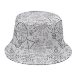 Grey And Black Mystical Wiccan Print Bucket Hat