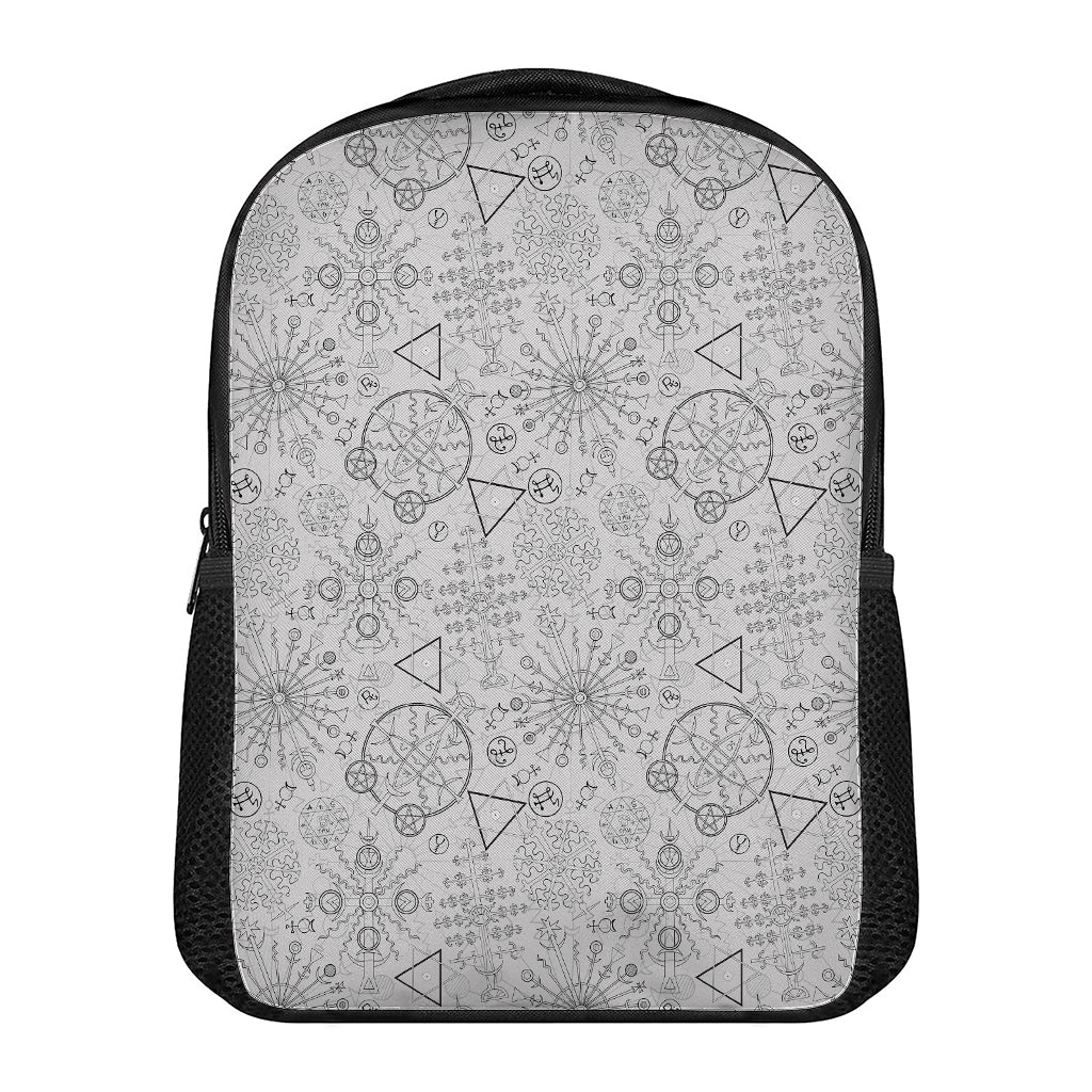 Grey And Black Mystical Wiccan Print Casual Backpack