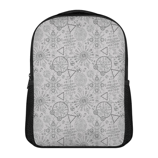 Grey And Black Mystical Wiccan Print Casual Backpack