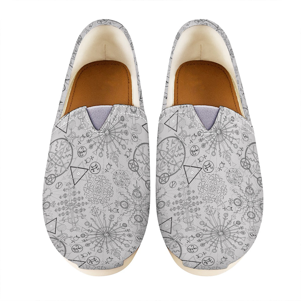 Grey And Black Mystical Wiccan Print Casual Shoes