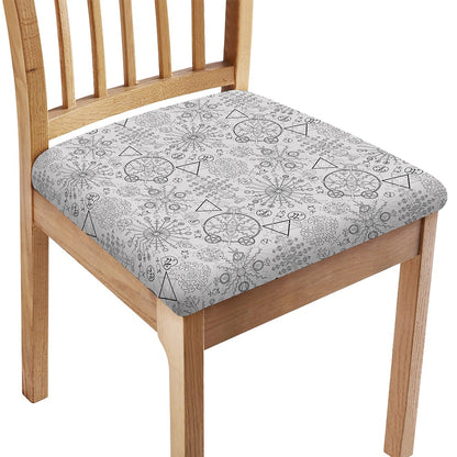 Grey And Black Mystical Wiccan Print Chair Cushion Cover