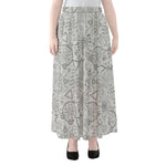 Grey And Black Mystical Wiccan Print Chiffon Maxi Skirt