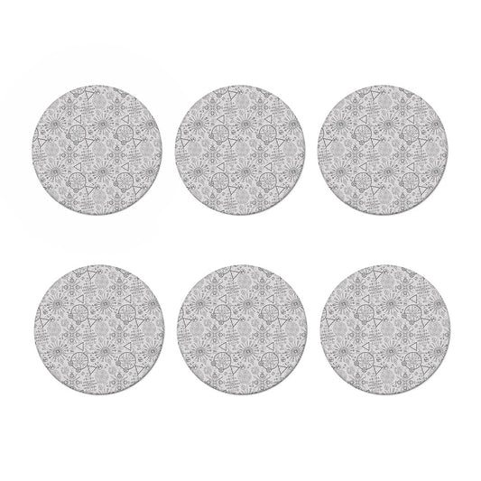 Grey And Black Mystical Wiccan Print Coaster Set