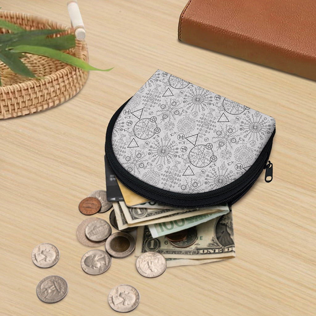 Grey And Black Mystical Wiccan Print Coin Purse