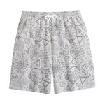 Grey And Black Mystical Wiccan Print Cotton Shorts