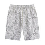Grey And Black Mystical Wiccan Print Cotton Shorts