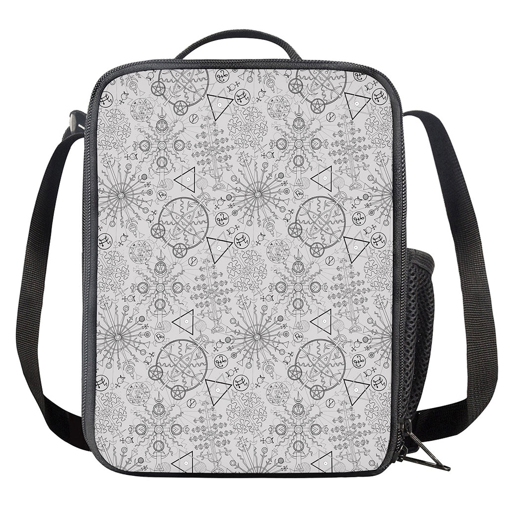 Grey And Black Mystical Wiccan Print Crossbody Lunch Bag