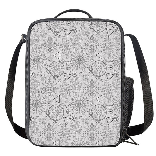 Grey And Black Mystical Wiccan Print Crossbody Lunch Bag