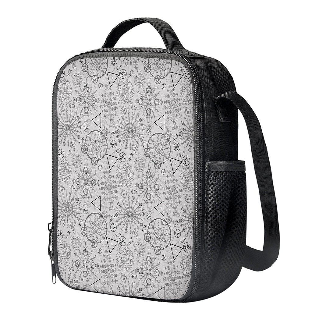 Grey And Black Mystical Wiccan Print Crossbody Lunch Bag