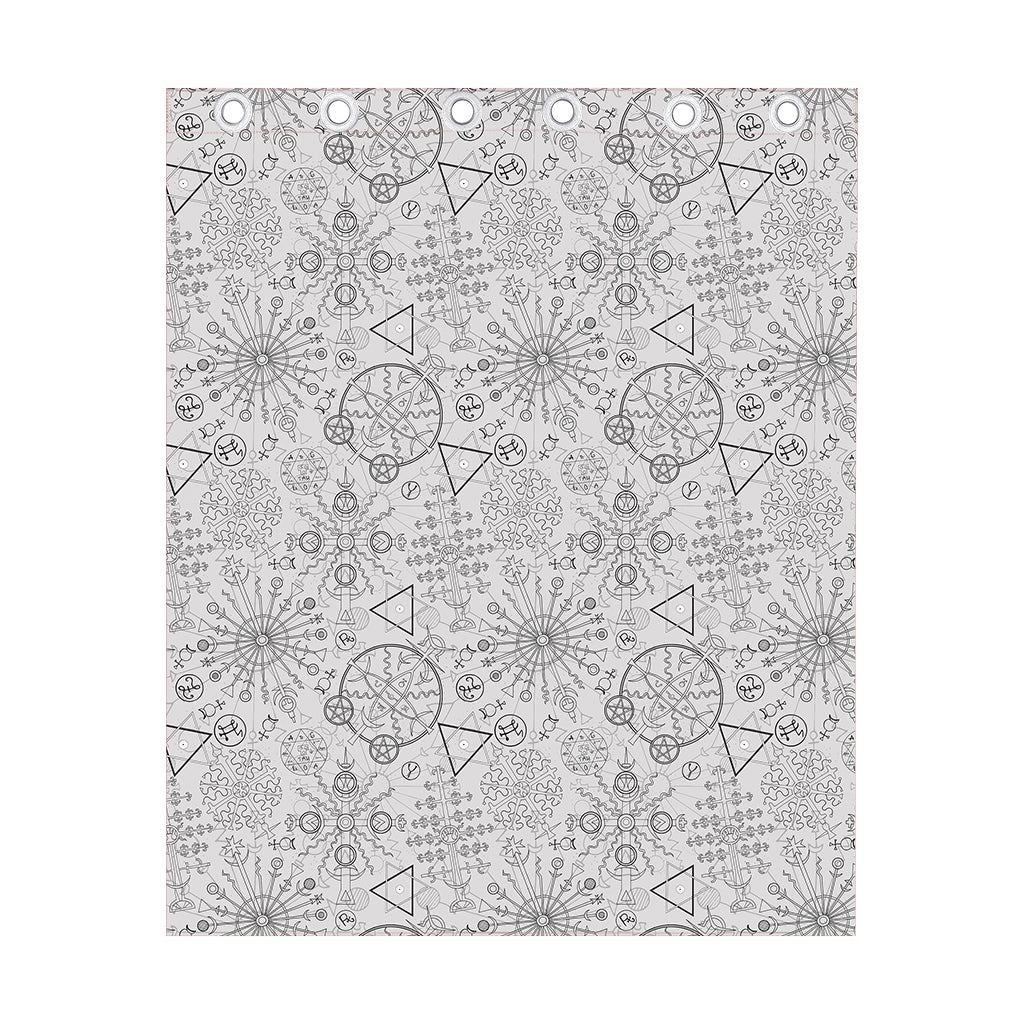 Grey And Black Mystical Wiccan Print Curtain