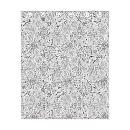 Grey And Black Mystical Wiccan Print Curtain