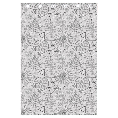 Grey And Black Mystical Wiccan Print Curtain