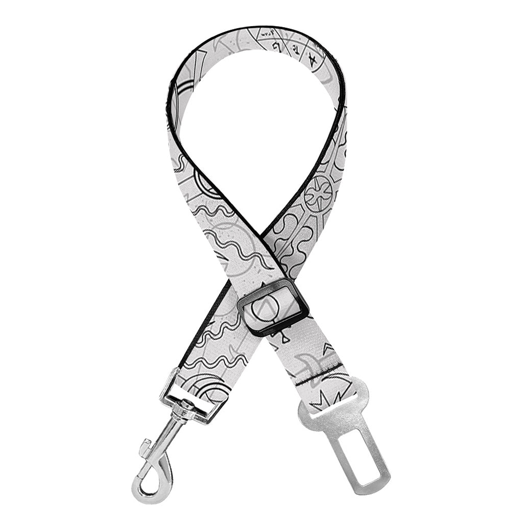 Grey And Black Mystical Wiccan Print Dog Seat Belt