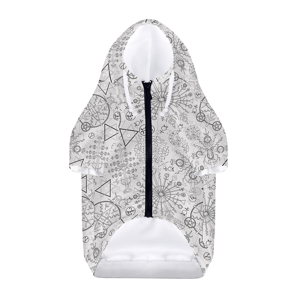 Grey And Black Mystical Wiccan Print Dog Zip Up Hoodie